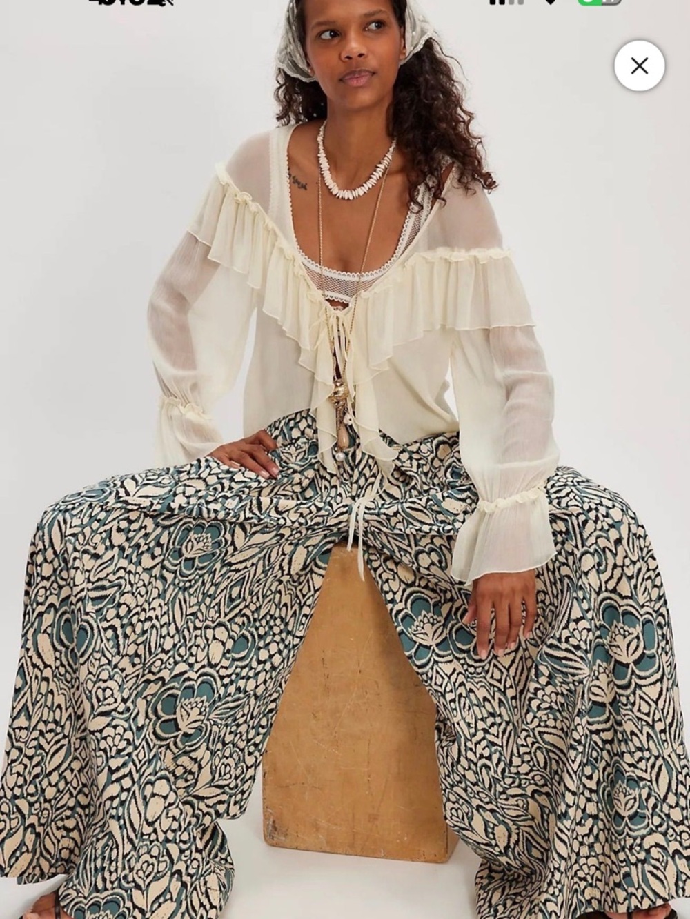 Free People Miss You Most Printed Wide Pants